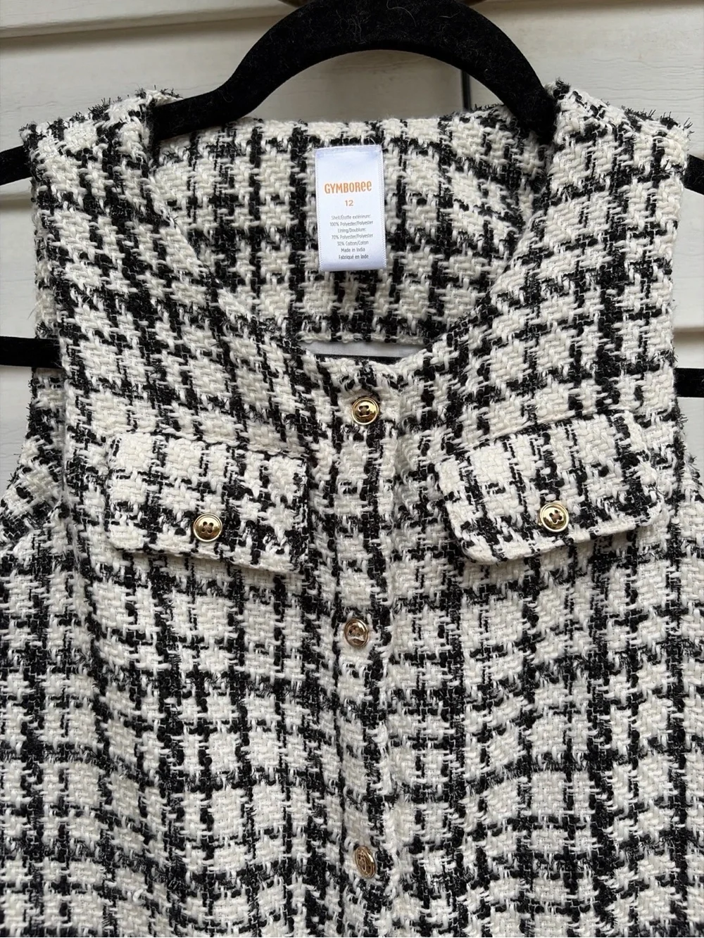Gymboree Girls Size 12 Tweed Dress Black Ivory Holiday Christmas Church